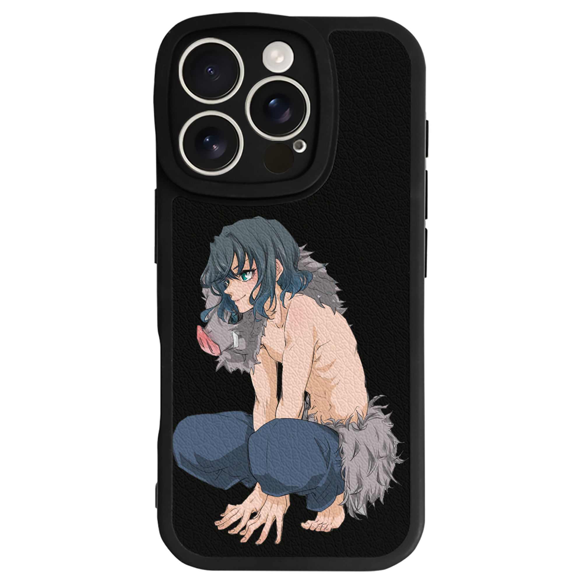 （画像用） 鬼滅の刃（きめつのやいば）嘴平 伊之助／はしびら いのすけ Hashibira Inosuke 【iPhone 16シリーズ対応】シリコンスマホケース（レザー調） 材質：シリコン